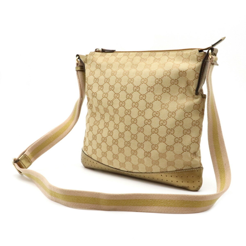Gucci Khaki Leather GG Crossbody Bag Tan Punching